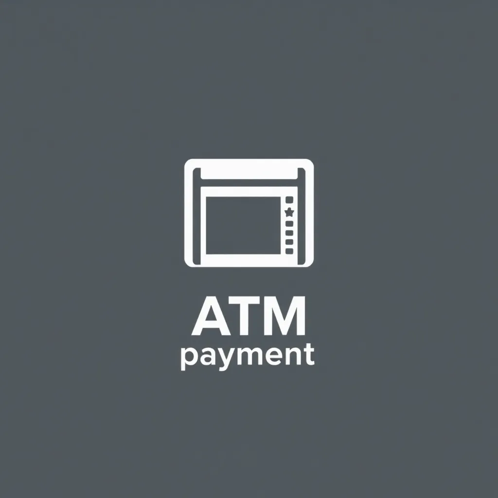 ATM payment logo gray background with white text