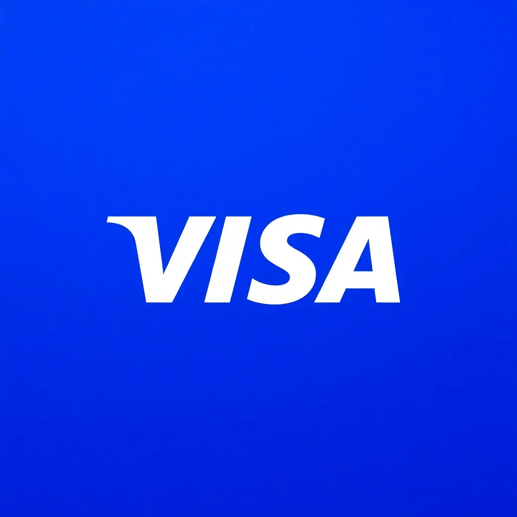 Visa payment logo dark blue background with white text